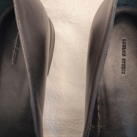 LOULOU STUDIO Carole Black Leather Loafers Pointed Toe Minimalist Flat 40 Italy - Picture 6 of 16